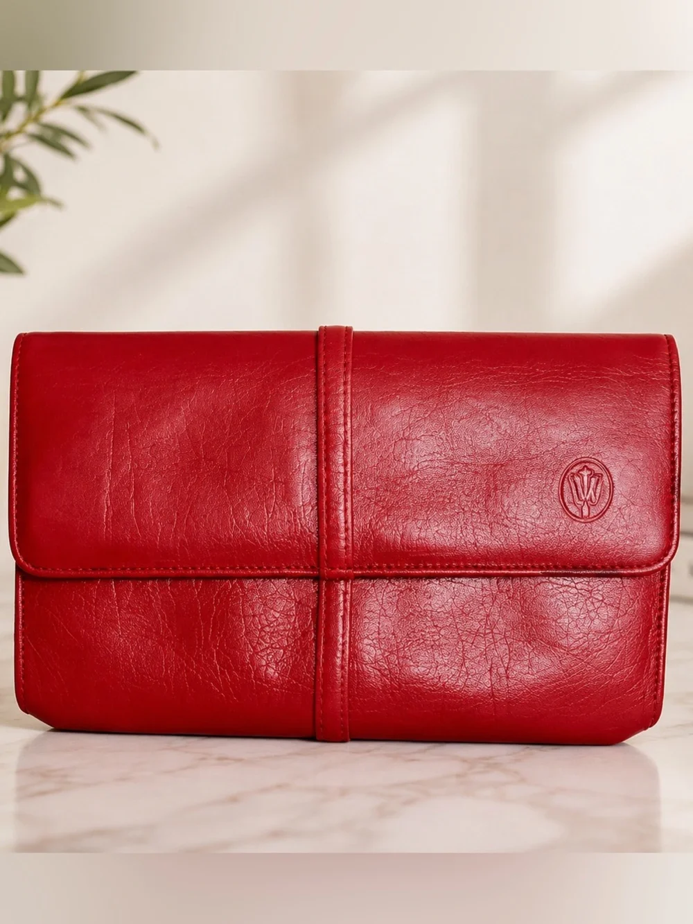 Vintage Carlo Fiori Genuine Leather Red Clutch Wallet Organizer Made in Italy
